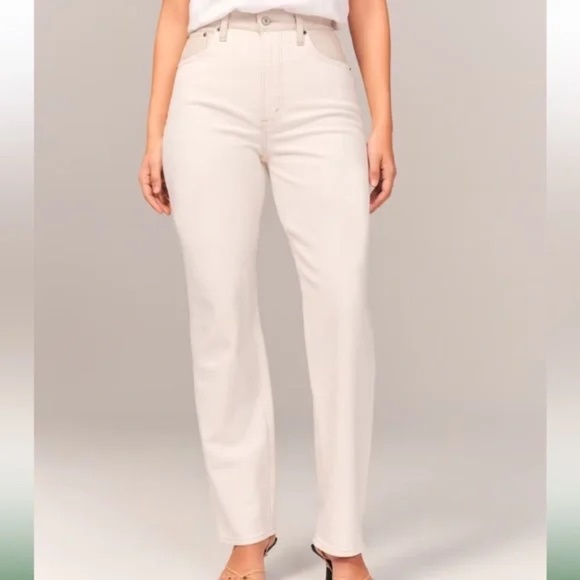 Abercrombie 90’s relaxed high rise Mixed Fabric Jeans NEW without tags SHORT - Picture 2 of 6